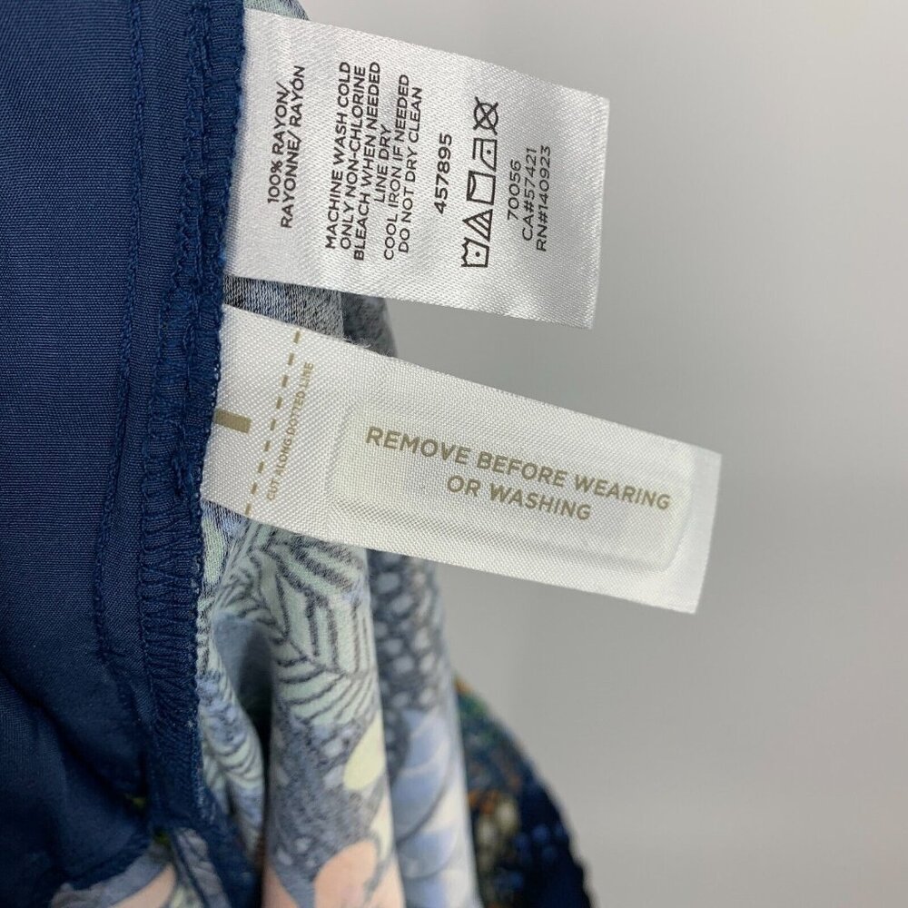 LOFT Pants Blue Floral Print Wide Leg Pull On Pockets - Picture 9 of 9
